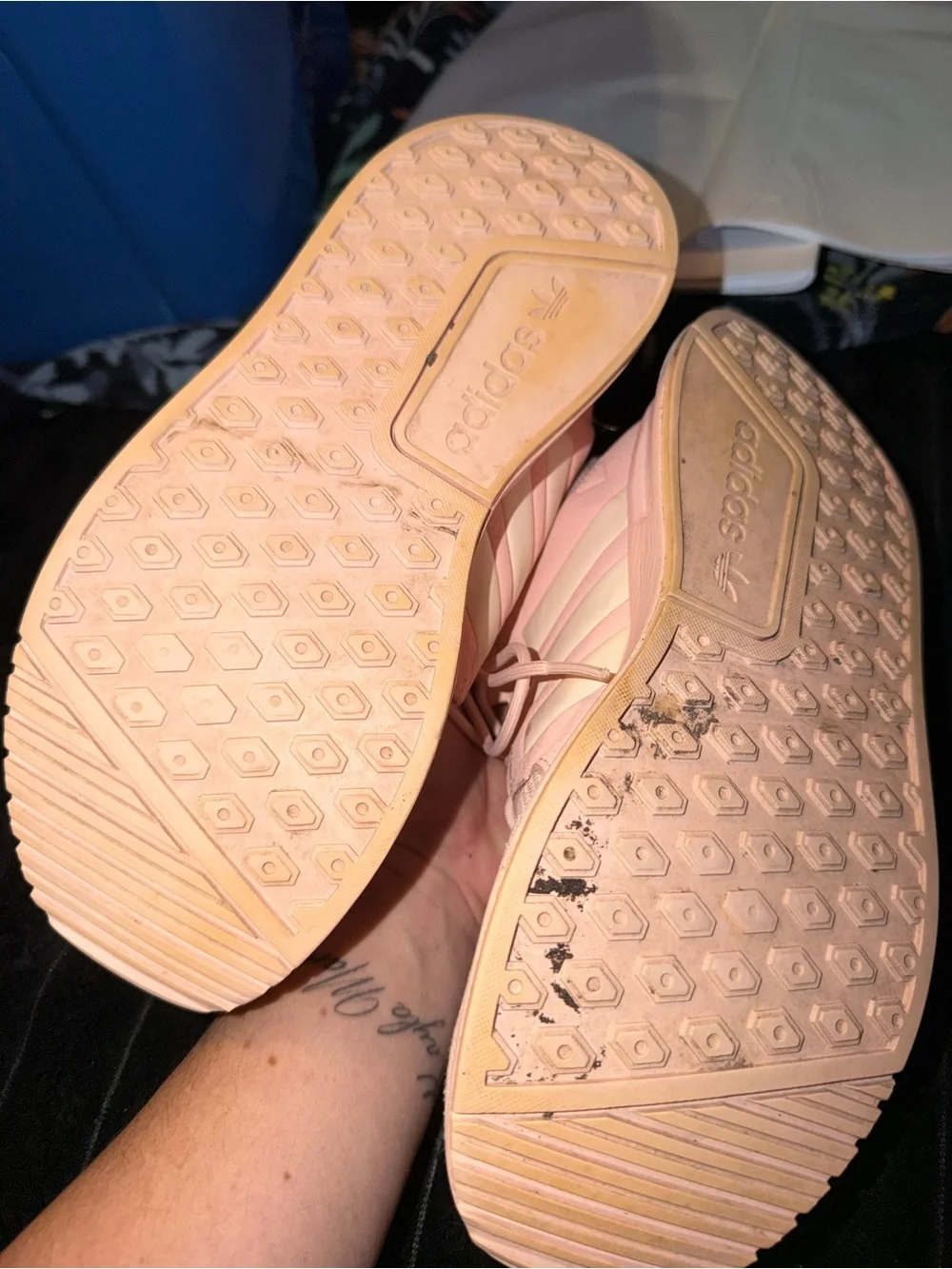 adidas Women’s Light Pink Athletic Sneakers with Signature Stripes